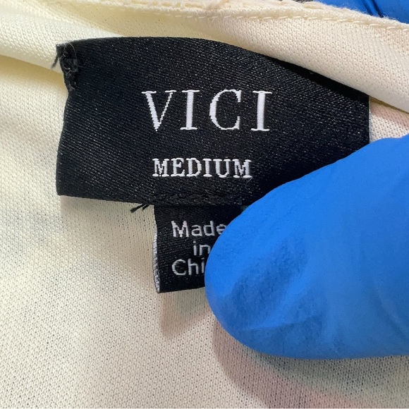 Vici Ebba Ivory Crochet Lace Drop Waist Balloon Sleeve Babydoll Mini Dress - Picture 4 of 4